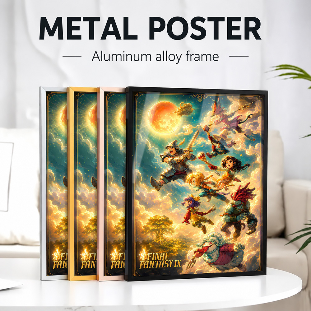 Office Quest - Ramowany metalowy obraz z postaciami z